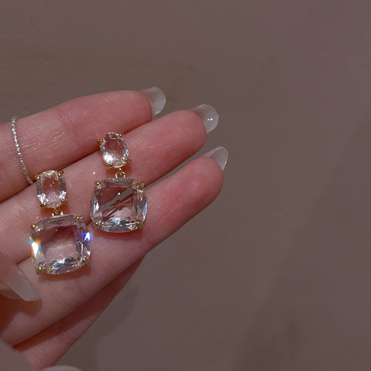 Transparent Crystal Gemstone Earrings