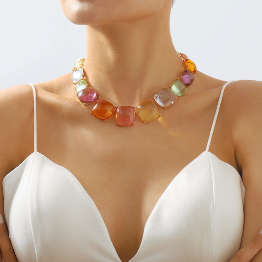 Translucent Geometric Necklace and Earring set
