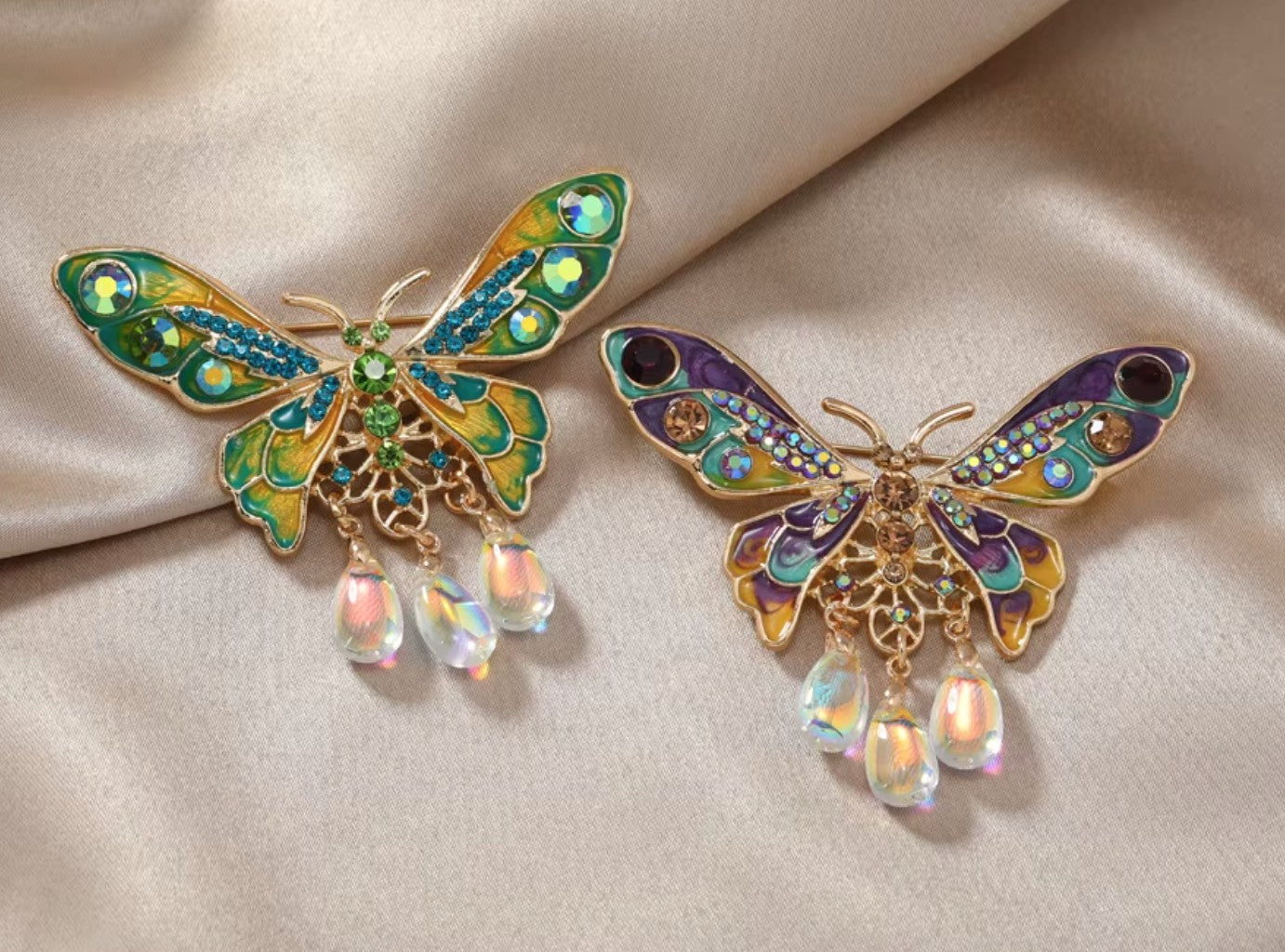 Butterfly Brooch with Rhinestones