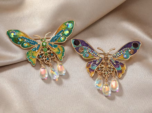Butterfly Brooch with Rhinestones