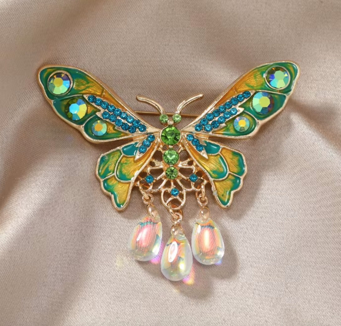 Butterfly Brooch with Rhinestones