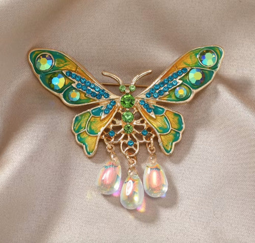 Butterfly Brooch with Rhinestones