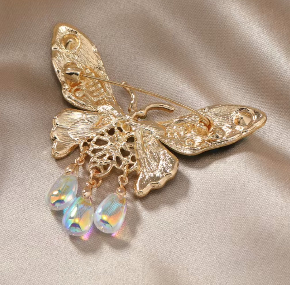 Butterfly Brooch with Rhinestones